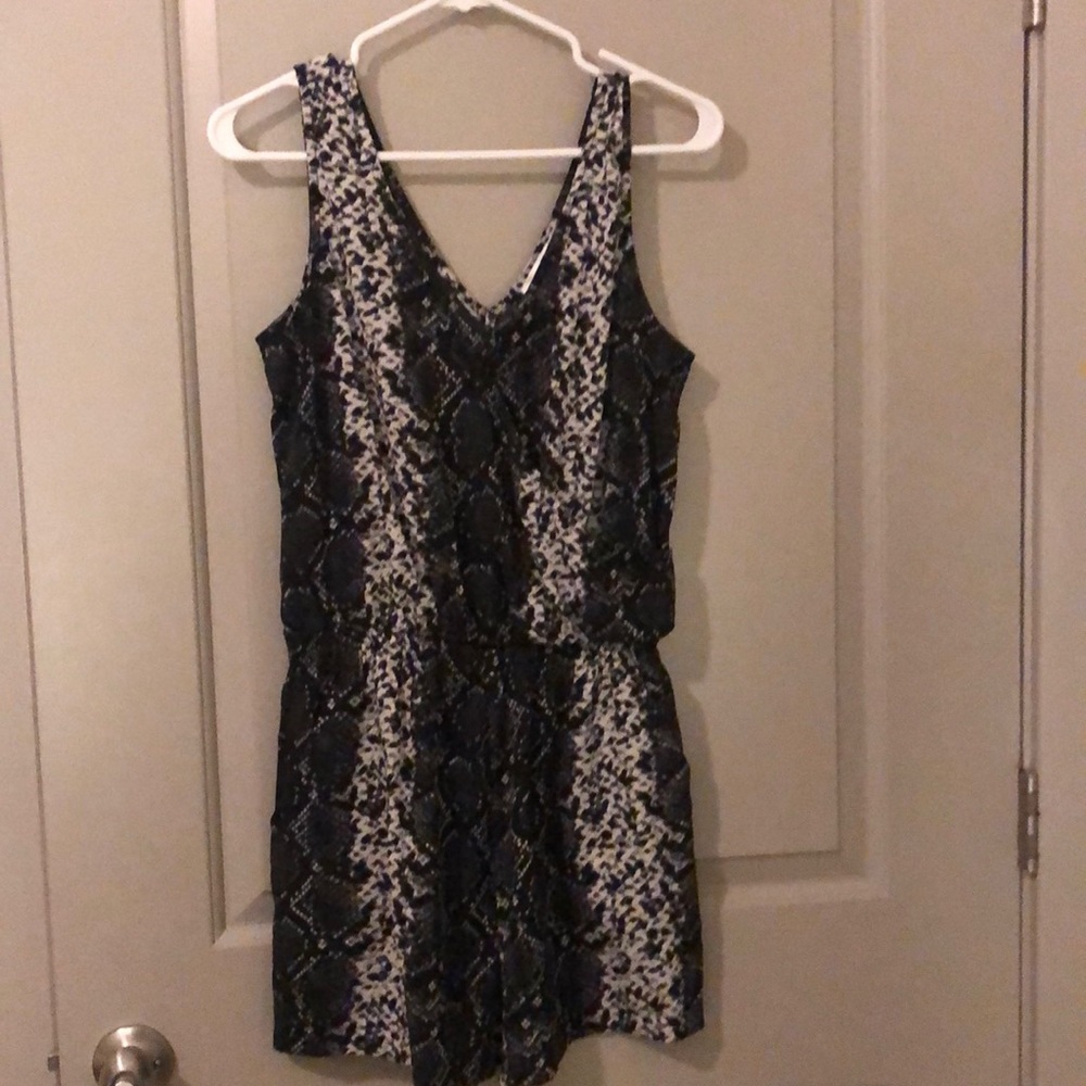 Snakeskin V neck romper